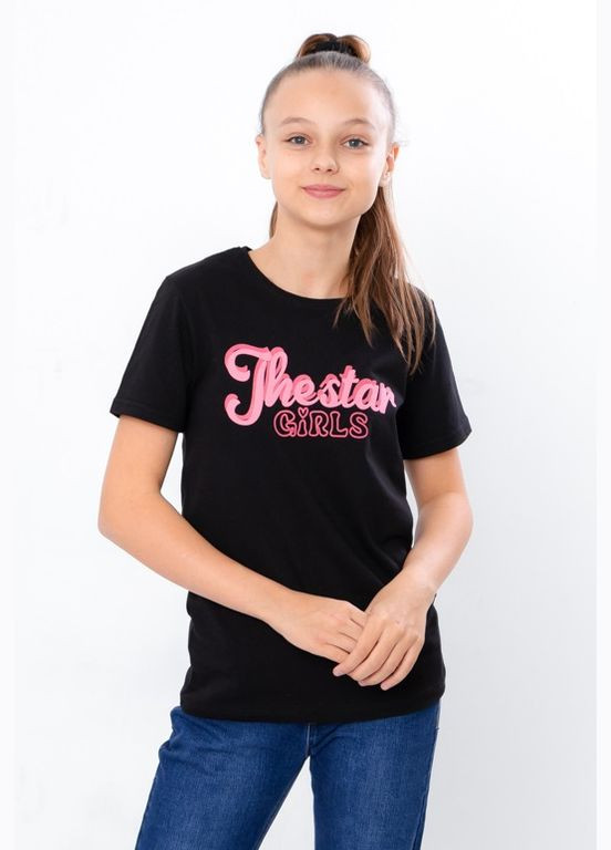 Темно-синяя летняя футболка для девочки (подростковая) Носи своє