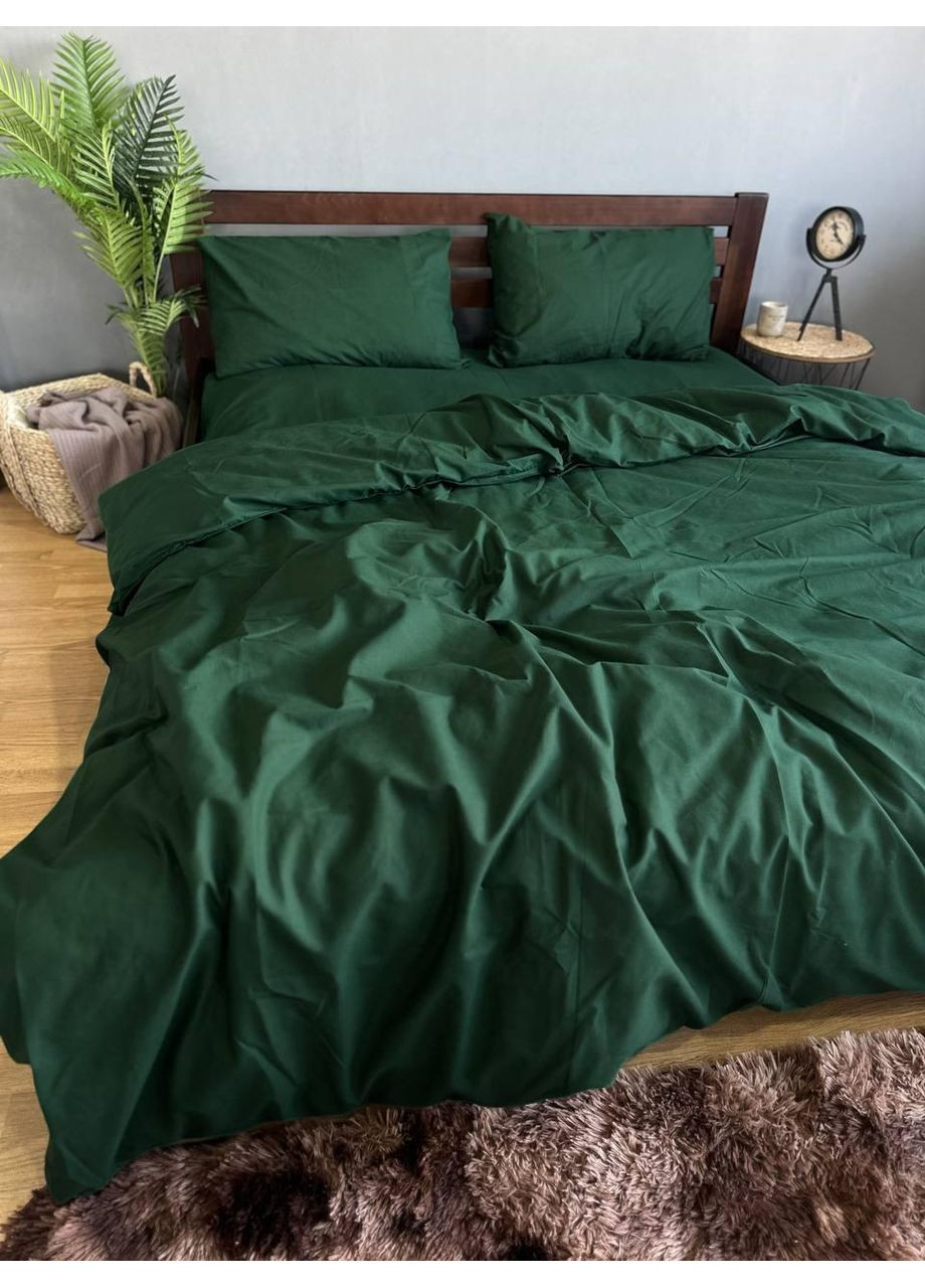 Постельное белье хлопковое Однотонная Двуспальное 180 x 220 Бязь Изумруд 50 х 70 No Brand (352200451)
