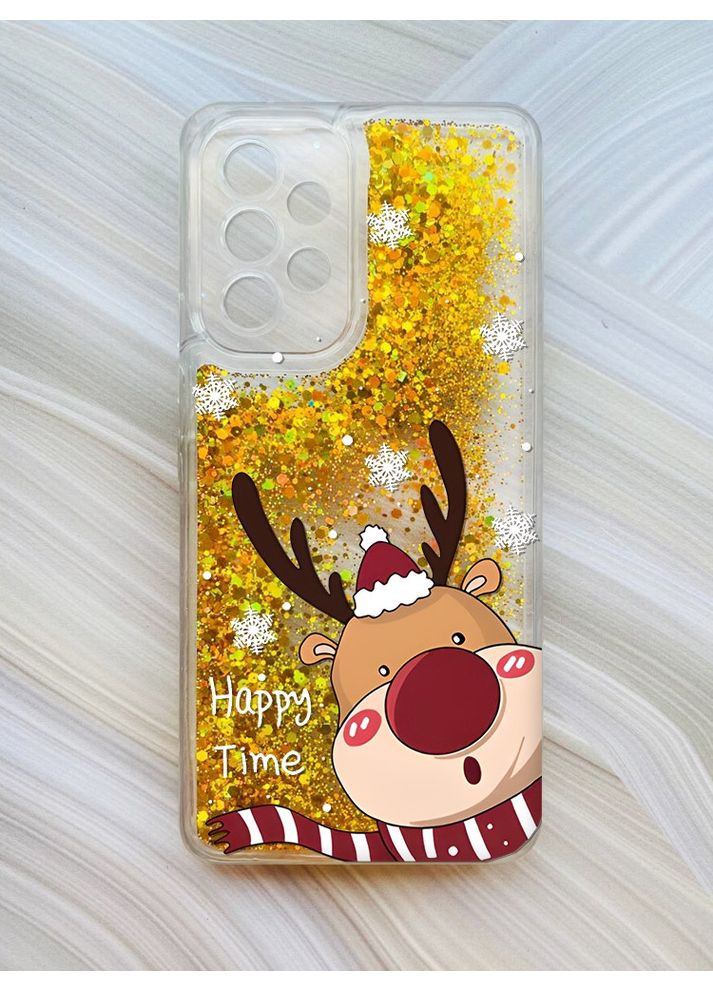 Чехол с плавающими золотыми блестками на Samsung Galaxy A53 4G/A53 5G Зимний оленёнок (принт 155) CASE CONTROL (362962449)