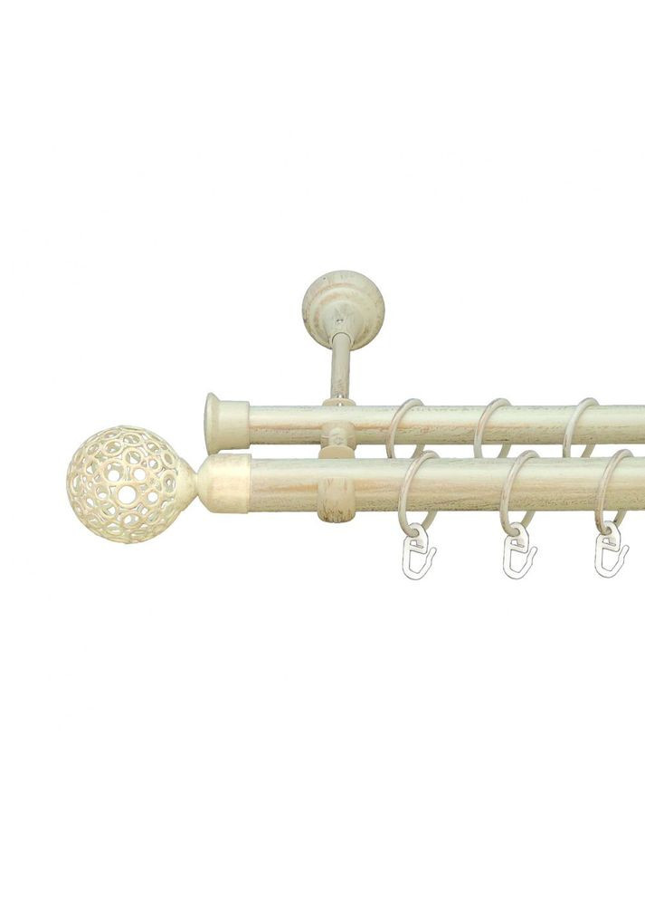 Карниз Савона металевий дворядний відкритий гладка труба Біле Золото 25\19 мм 300 см (6951206) ORVIT (300796718)