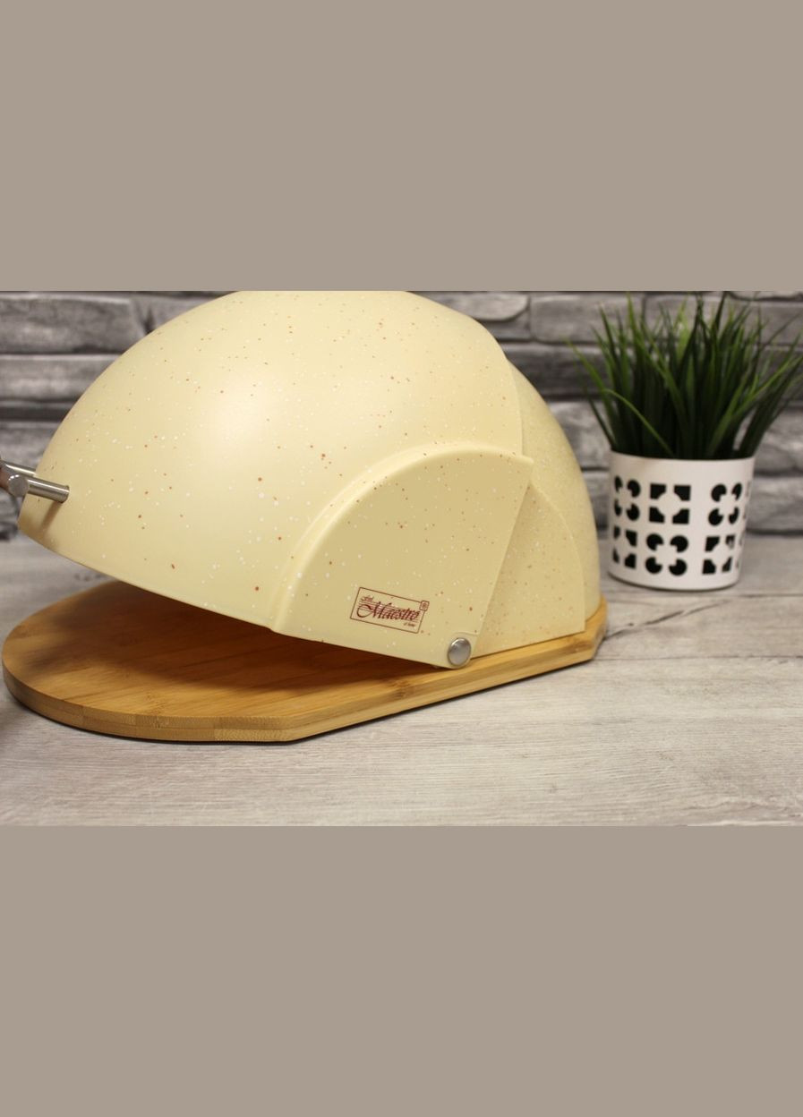 Хлібниця дерев'яна з пластиковою кришкою (MR-1678G-BEIGE) Maestro (334009784)