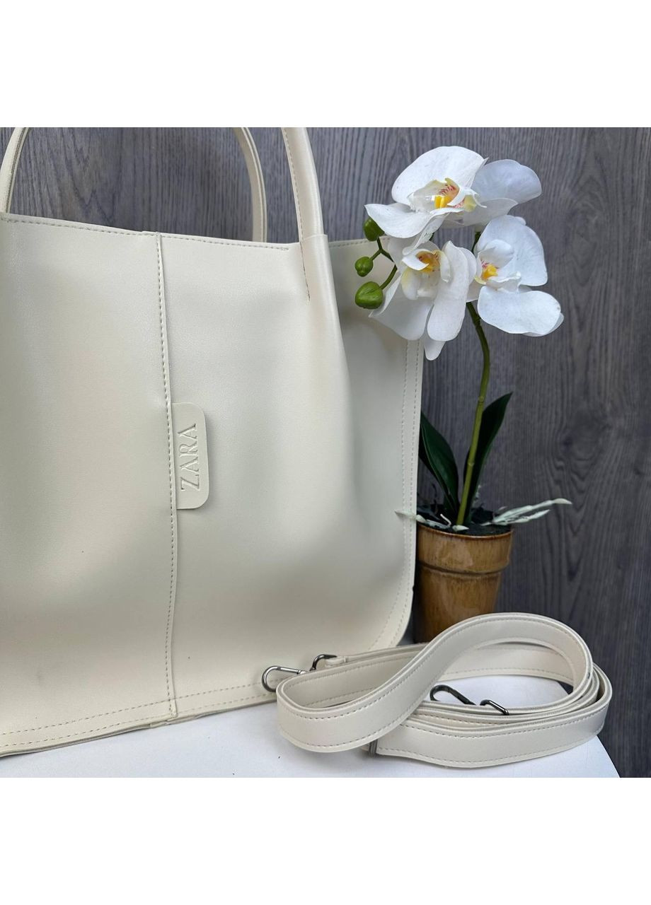 Жіноча сумка на плече молочна екокожа класична ProDobro (363259176)