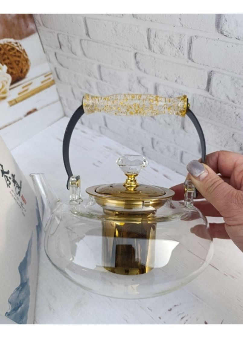 Чайник заварник Oolong скляний 1 л Прозорий GK-5813 Topaz (362347118)