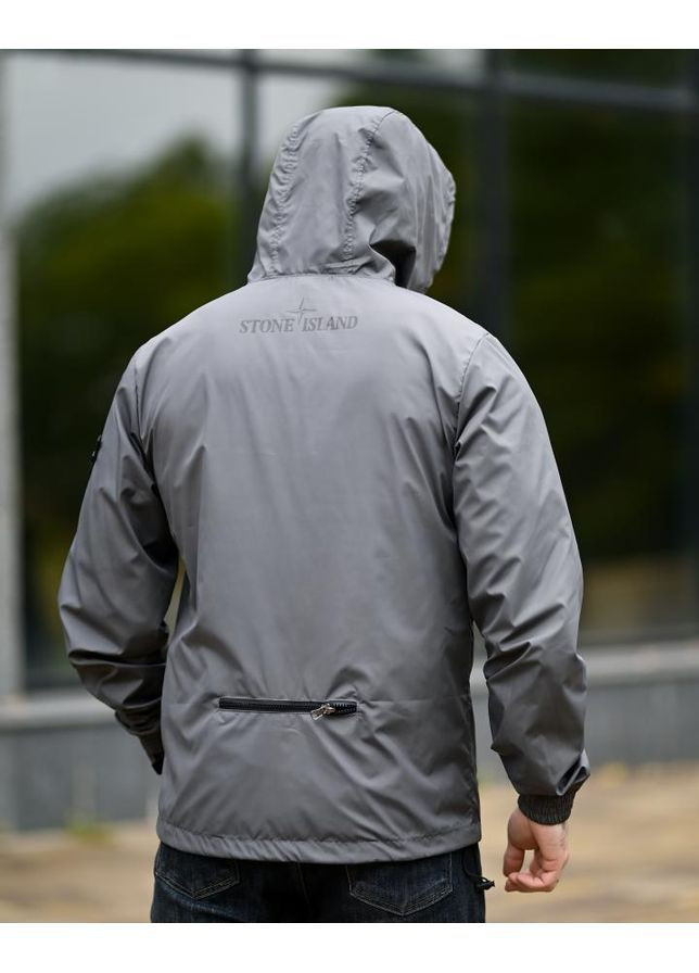 Светло-серая демисезонная ветровка карман stone island grey No Brand
