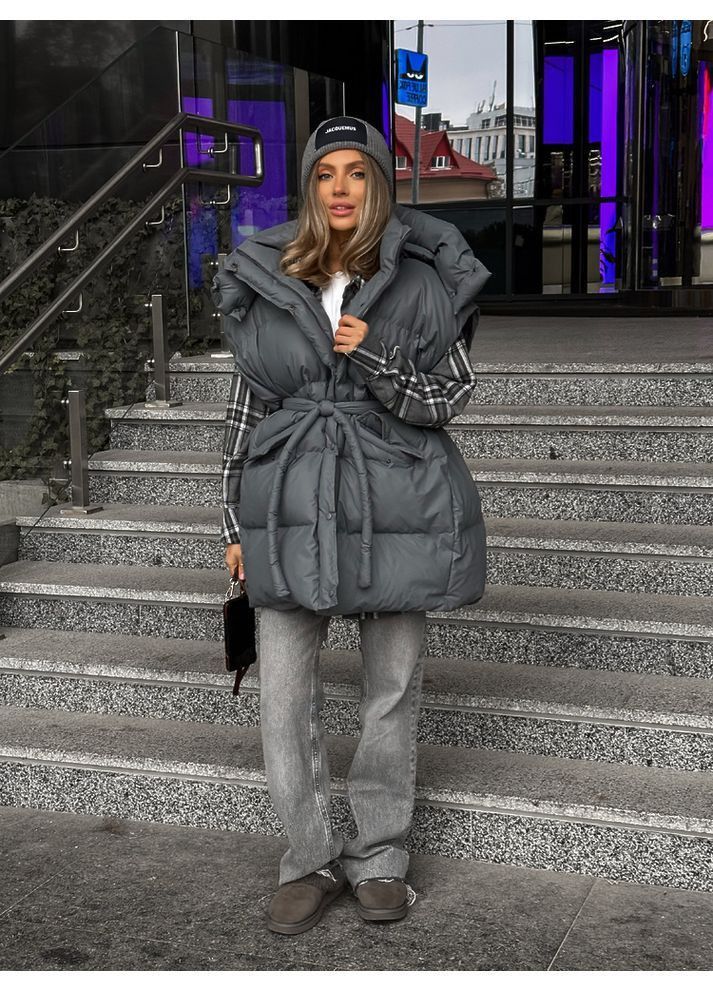 Графітова куртка transformer подовжена колір графіт milirud