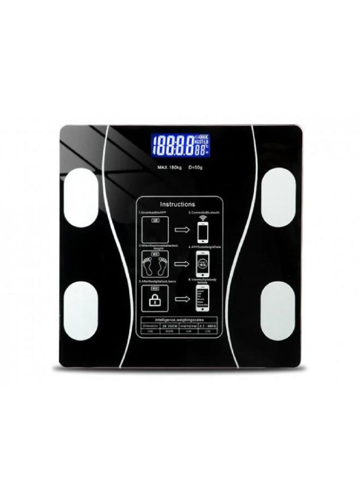 Смарт-весы электронные напольные разумные Body Fast с Bluetooth и приложением до 180 кг No Brand a-8003 (282956990)