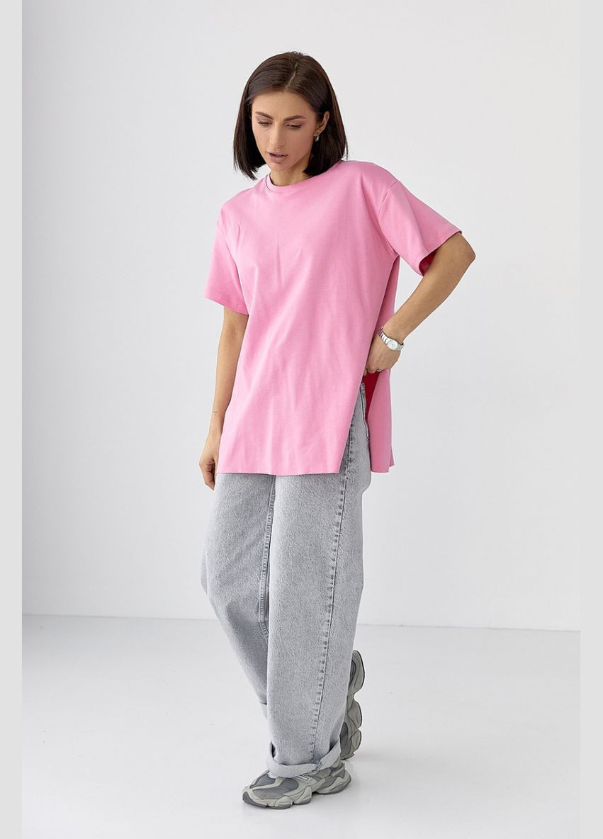 Однотонная футболка с разрезами Lurex Футболка - (333972626)