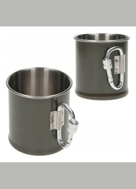 Кружка стальна 250 ml з карабіном, Olive Mil-Tec (315879523)