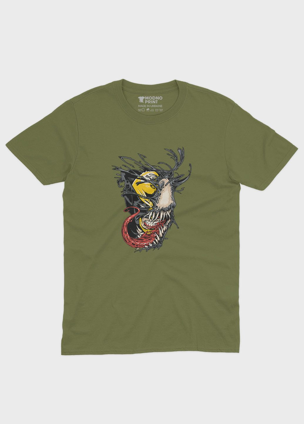 Хаки (оливковая) мужская футболка с принтом супервора - веном (ts001-1-hgr-006-013-003) Modno