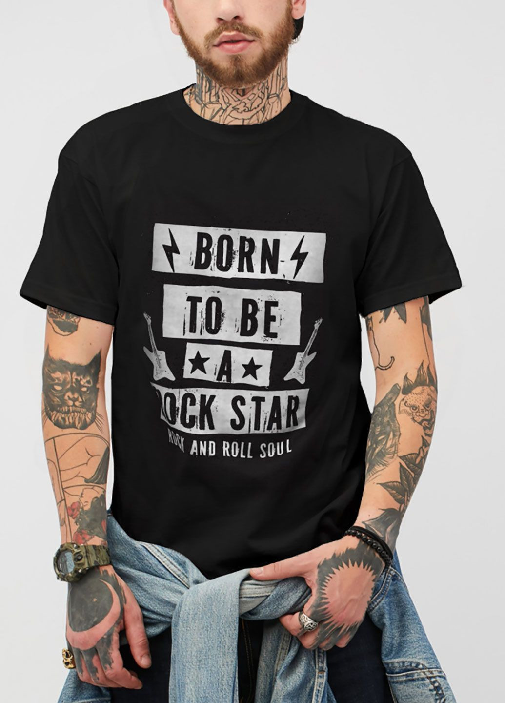Чорна футболка чоловіча чорна born to be a rock star Love&Live