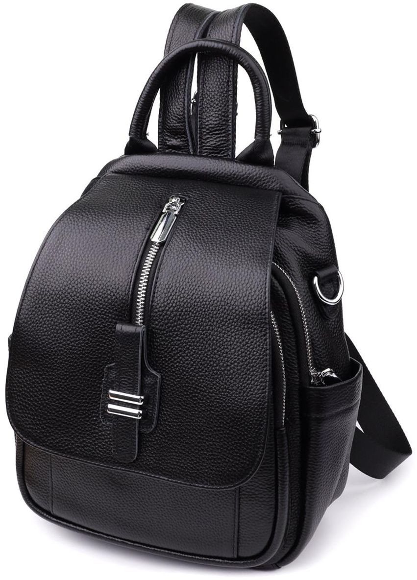Рюкзак жіночий з натуральної шкіри 10 л міський маленький Чорний 39544 Vintage (355884775)