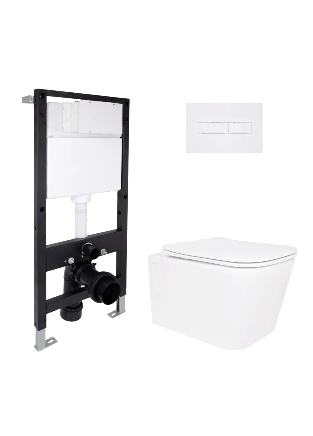 Готовое решение для ванной комнаты: подвесной унитаз Crow Ultra Quiet 485x340x290 + комплект инсталляции Standard (линейная Qtap QT05335171W51613 (400531062)