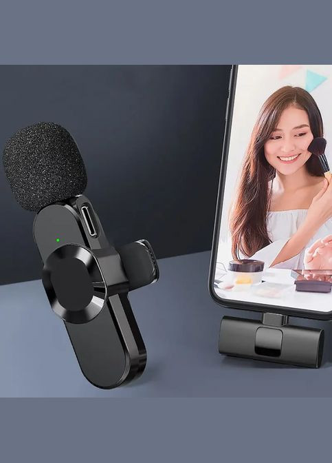 Бездротовий петличний мікрофон для запису відео F5 з адаптером Lightning-Type-C No Brand (323486650)