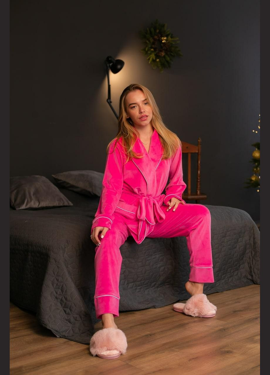 Малиновая королевский костюм шаль пиджак+брюки малина с белым кантом V.Velika