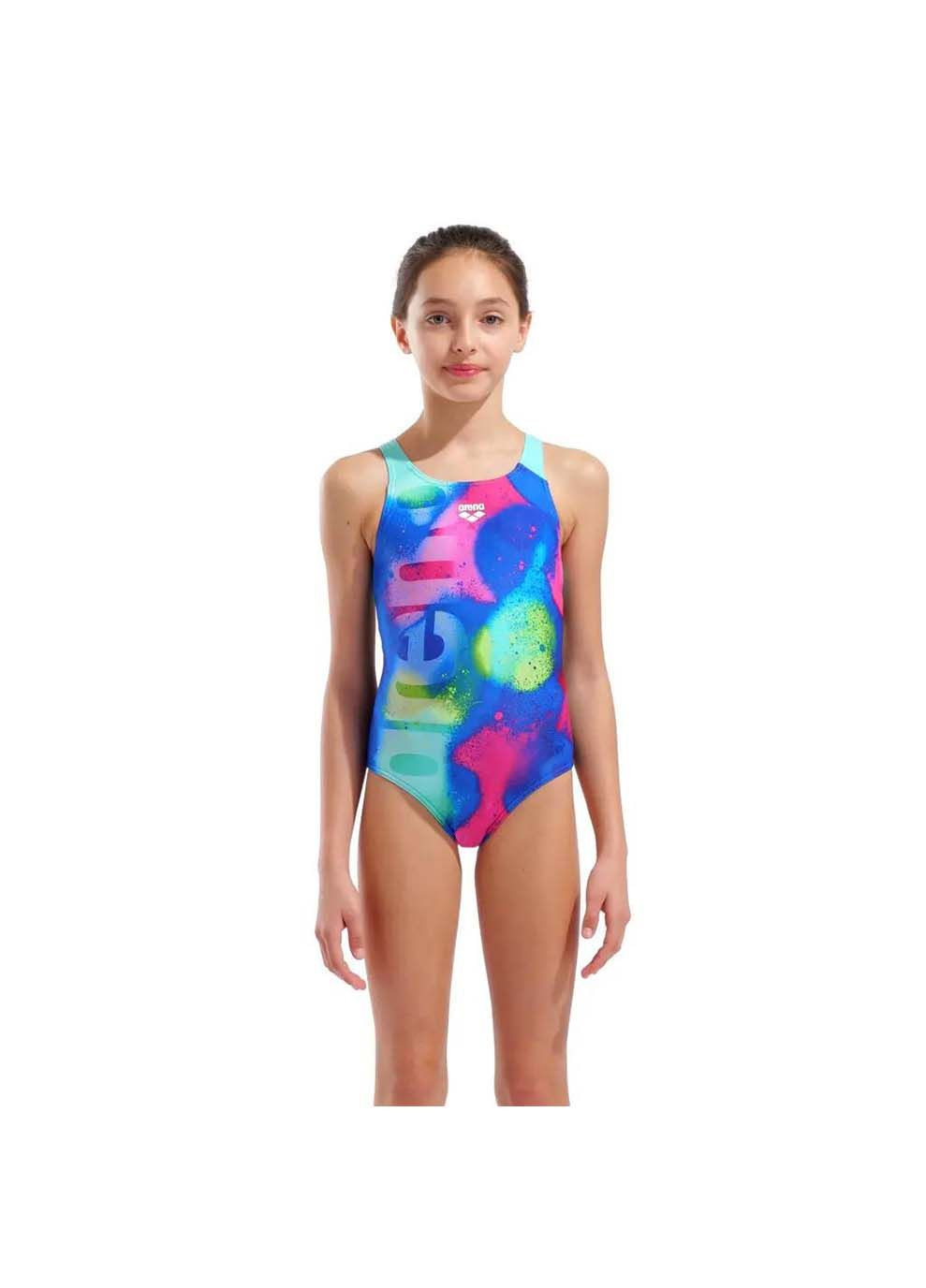 Комбінований демісезонний купальник закритий для дівчат spray paint swimsuit swim pro різнокольоровий Arena