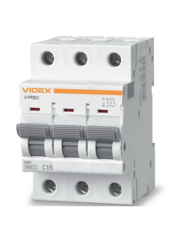 Автоматический выключатель RS6 3п 16А С 6кА RESIST (VFRS6-AV3C16) Videx (282313702)