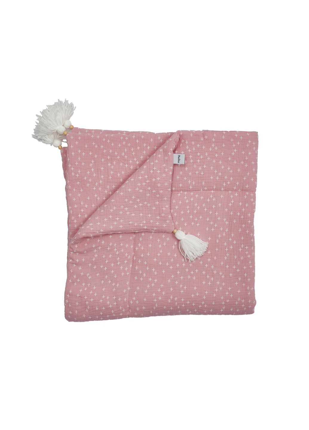 Детский плед муслиновый 90x90 утепленный с кисточками Созвездие пудра Twins (372852238)