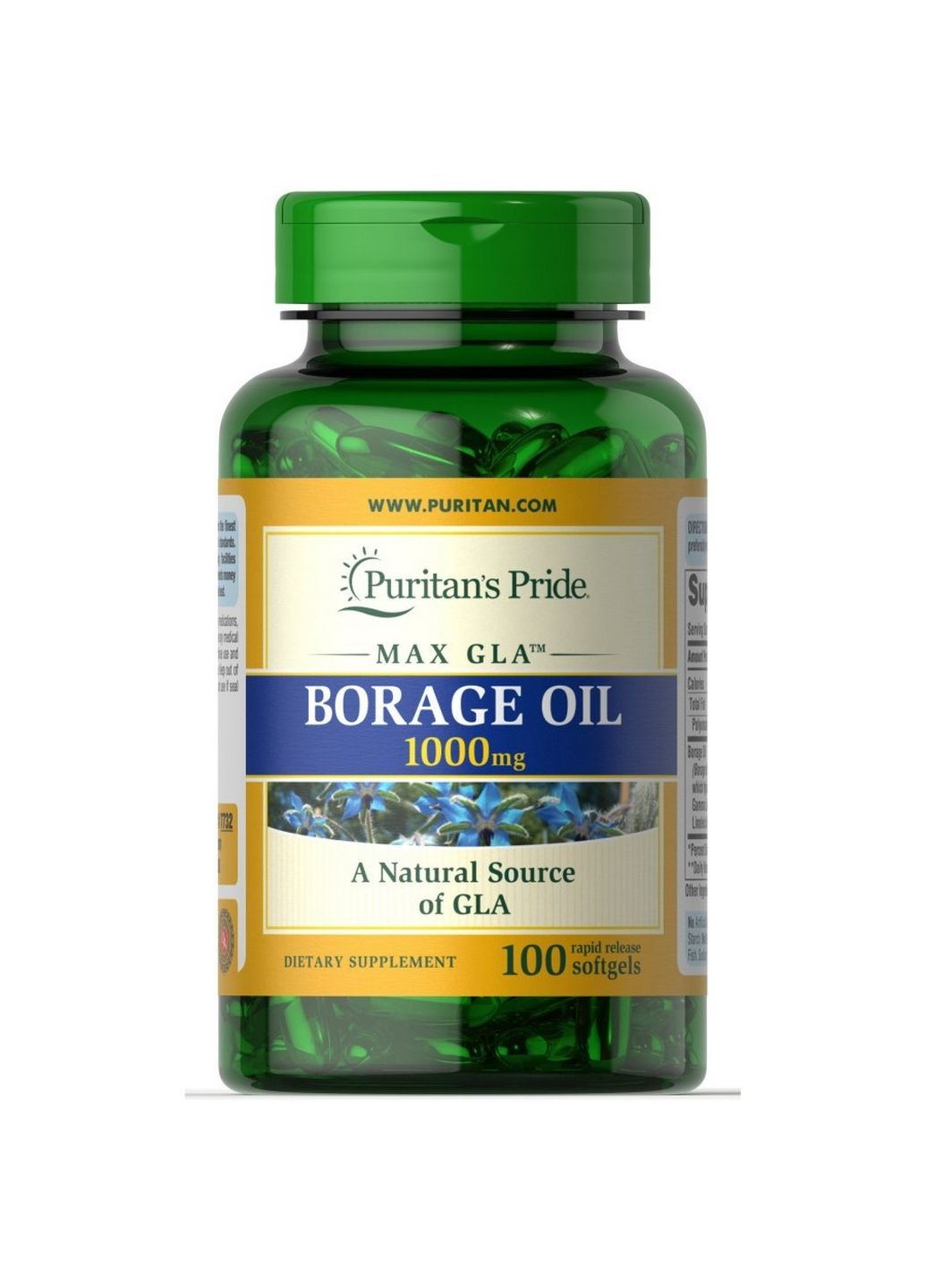 Жирные кислоты Borage Oil 1000 mg, 100 капсул Puritans Pride (293478830)