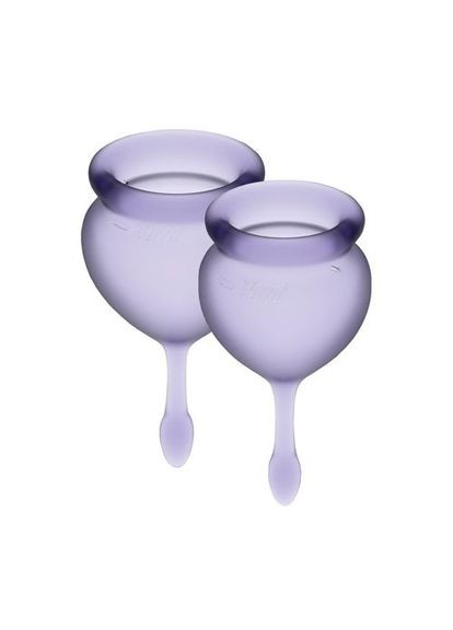 Набір менструальних чаш Feel Good Фіолетові 15мл та 20мл мішечок для зберігання CherryLove Satisfyer (282709253)