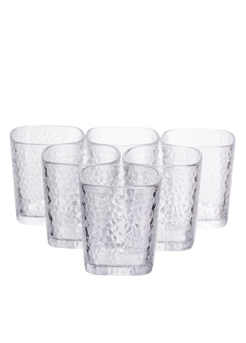 Набір склянок із товстого скла 6 штук по 250 мл квадратних, прозорий Yiwu HP-19-AY-1 No Brand (368641450)
