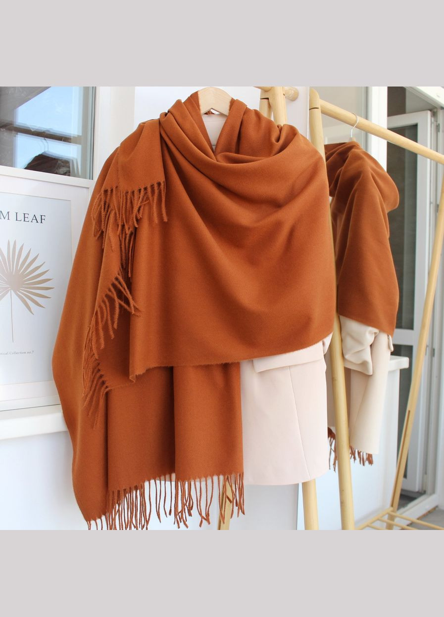 Кашеміровий однотонний шарф "Жасмін" рудий 104027 Cashmere (329900182)