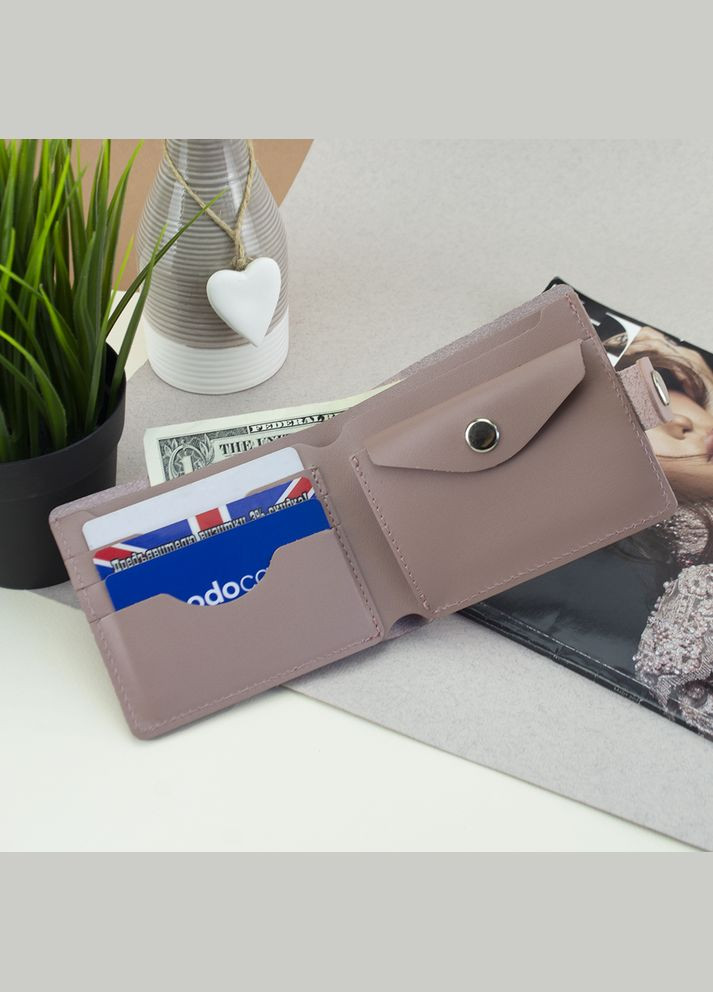 Кошелек женский маленький кожаный HC0042 нюдовый на кнопке HandyCover (326770571)