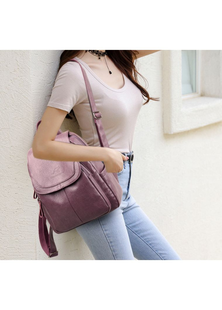 Жіночий міський рюкзак Кенгуру фіолетовий екокожа для прогулянок та подорожей рюкзак для жінок ProDobro (363260019)