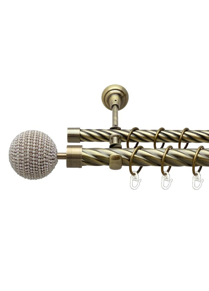 Карниз Карера металлический двухрядный открытая скрученная труба Антик 25\19 мм 160 см (00-00021951) ORVIT (300693038)