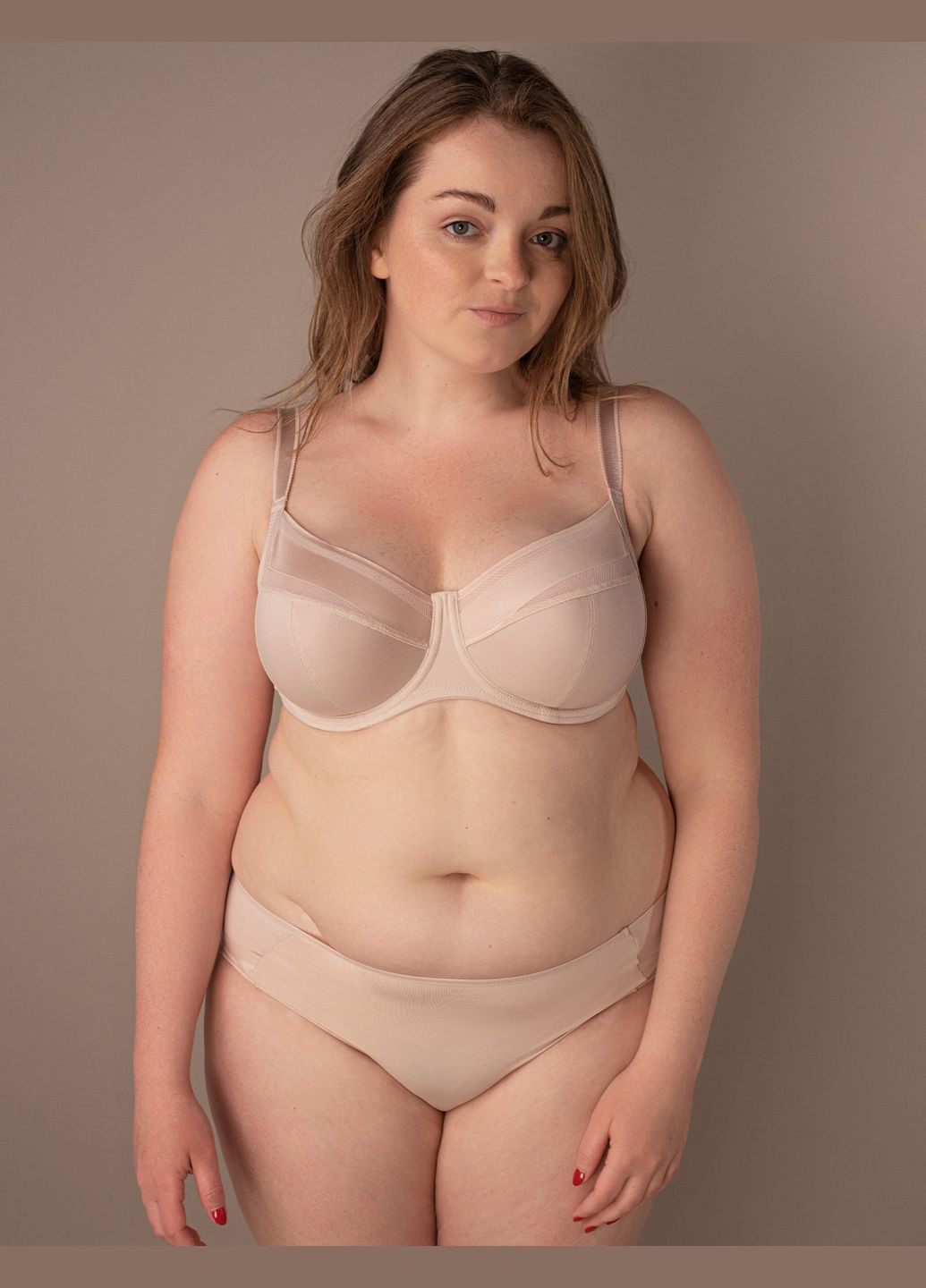 Бежевий бюстгальтер кольоровий комфорт + 1010046 срібляста півонія Brabrabra з кісточками