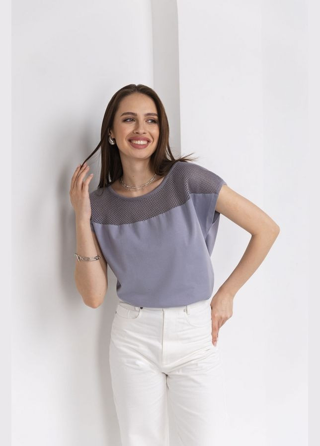 Бавовняний топ з ажурними в'язаними деталями (3018) Triko Bakh (334710637)