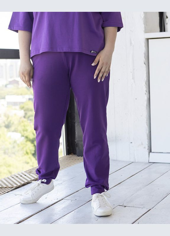 Штани спортивні жіночі двонитка великий розмір чорний No Brand (360544696)