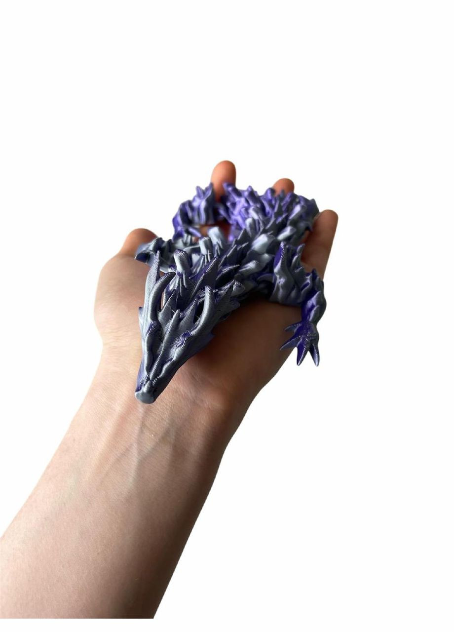 3D антистрес-іграшка "Дракон" з гнучким тілом срібно No Brand (364502765)