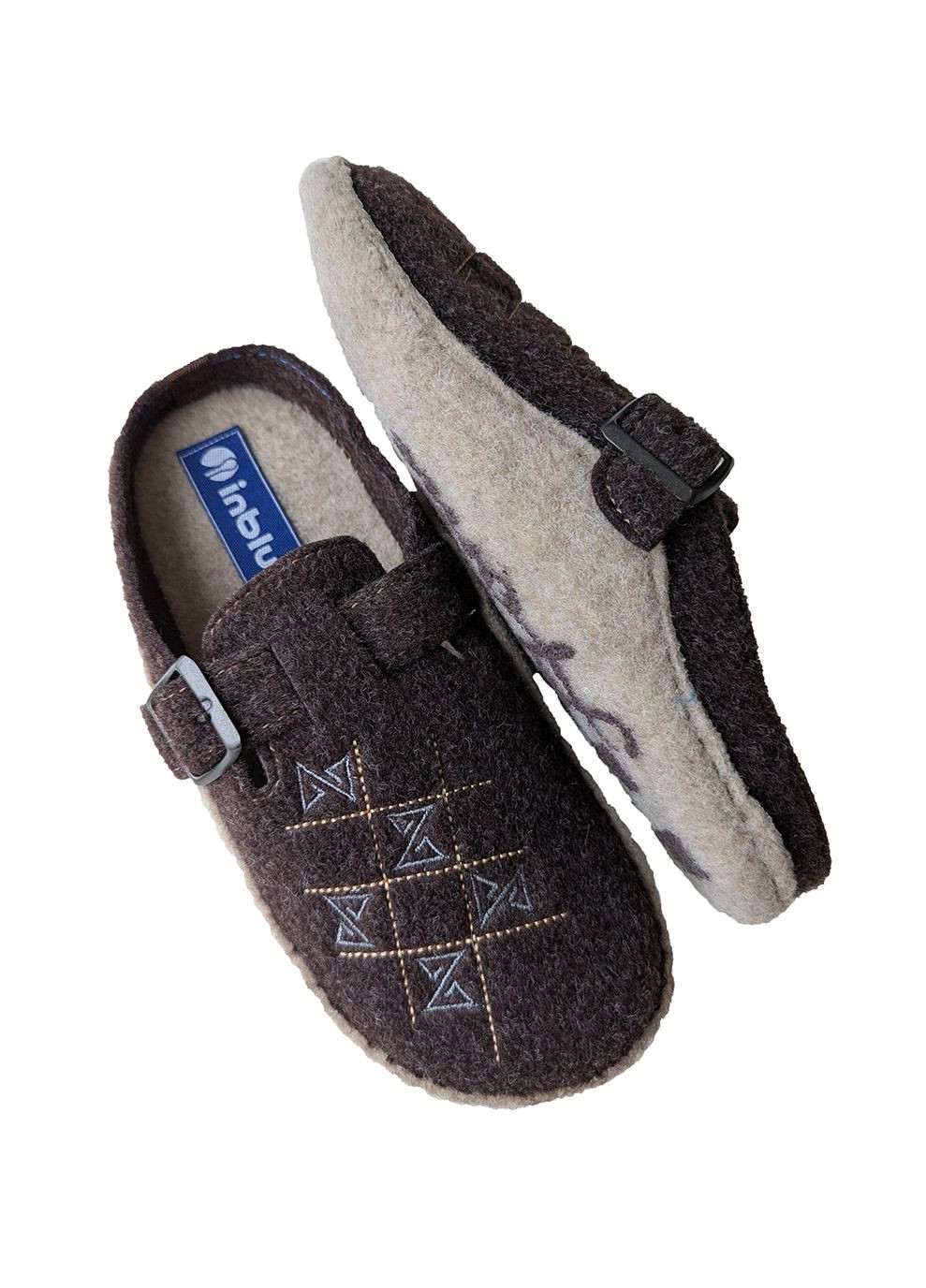 Коричневые тапочки бесшумные закрытые паркетные Inblu