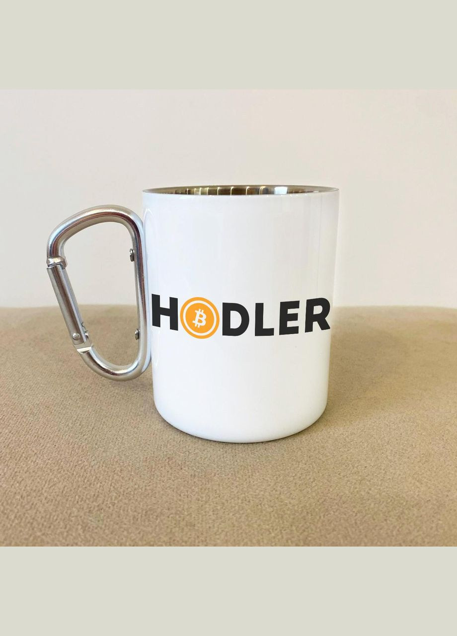 Кружка металлическая с карабином "HODLER" 300 мл Белая No Brand (324264620)