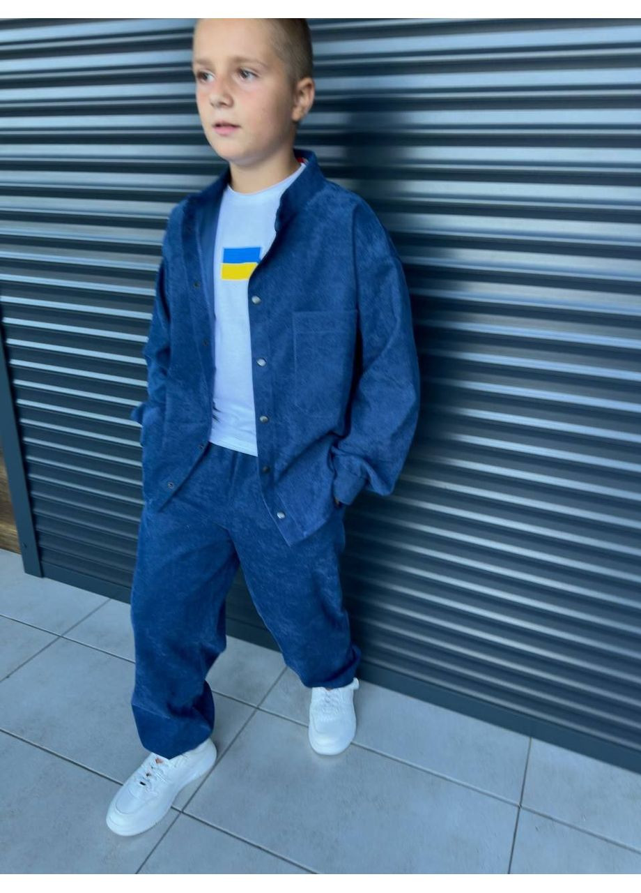 Синій костюм мікровельвет хлопчик No Brand