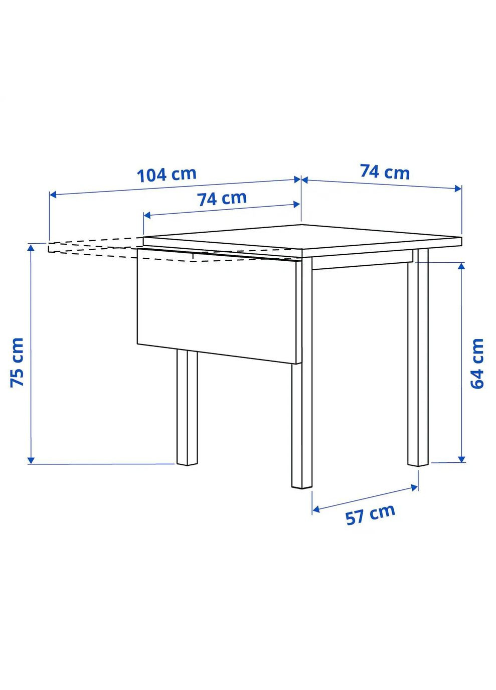 Стіл з відкидною стільницею ІКЕА NORDVIKEN 74/104х74 см (70368716) IKEA (278408264)