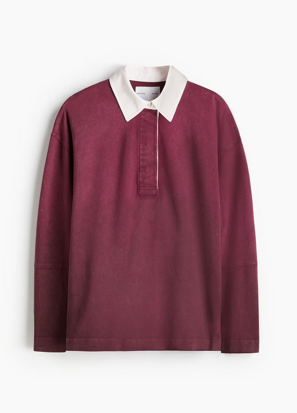 Бордовая женская футболка-поло H&M однотонная