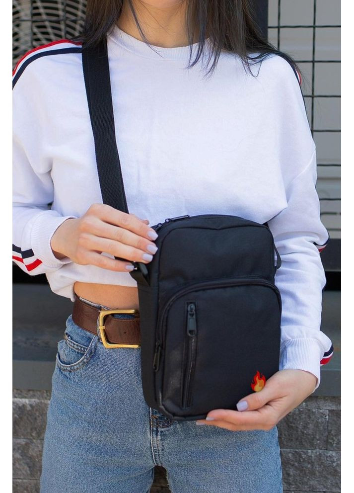 Сумка месенджер барсетка через плече з принтом Fire Black Without (353707020)