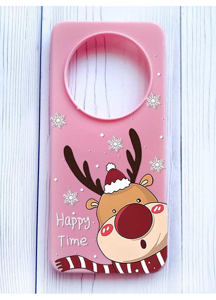 Матовий рожевий чохол на Xiaomi Redmi 14C/Poco C75 Зимове оленя (принт 155) Creative (362965761)