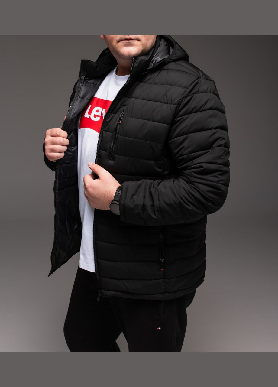 Чорна демісезонна утеплена стьобана куртка батал Vakko