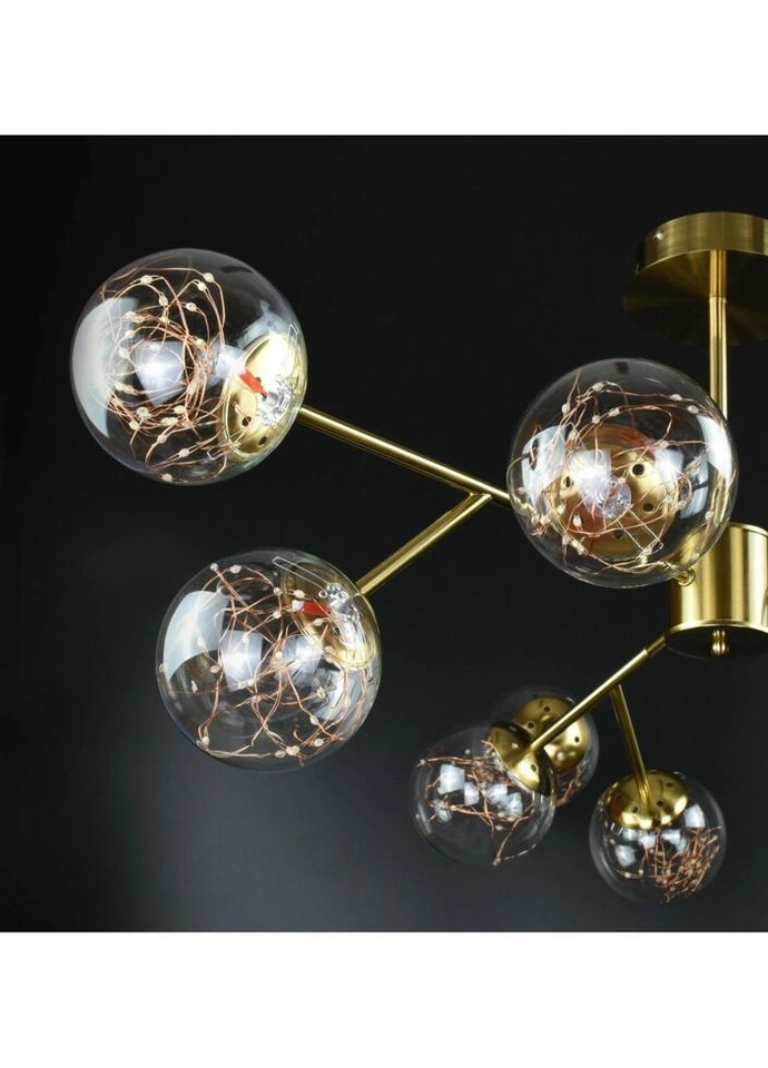 Люстра светодиодная потолочная LED светильник для квартиры на потолок лэд 26479 Латунь 42-72х110х110 см. Sunnysky (335974944)