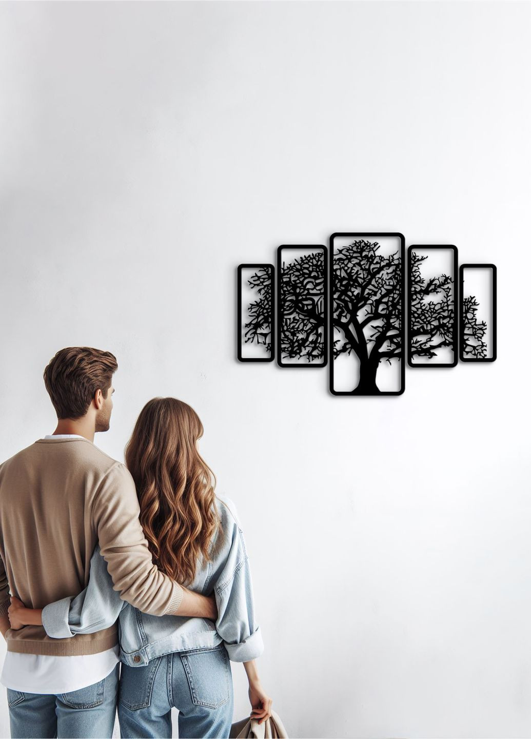 Інтер'єрна картина на стіну, декор в кімнату "Дерево картина з 5 частин", стиль мініімалізм 60х95 см Woodyard (292113488)