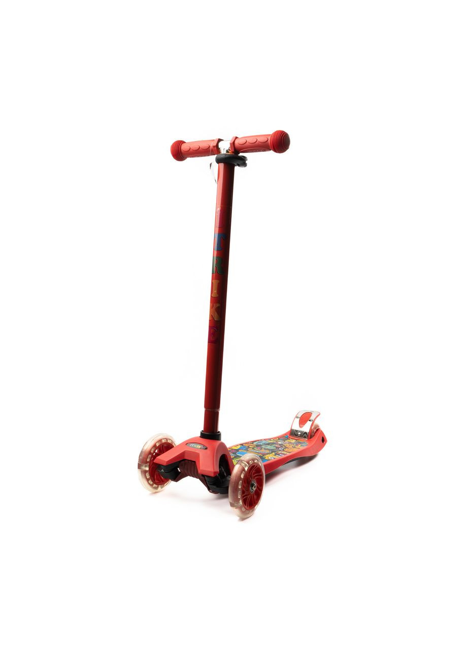 Самокат детский трехколесный MAXI JR 3-055-1-R со светящимися колесами, руль регулируемый, Красный iTrike (338854765)