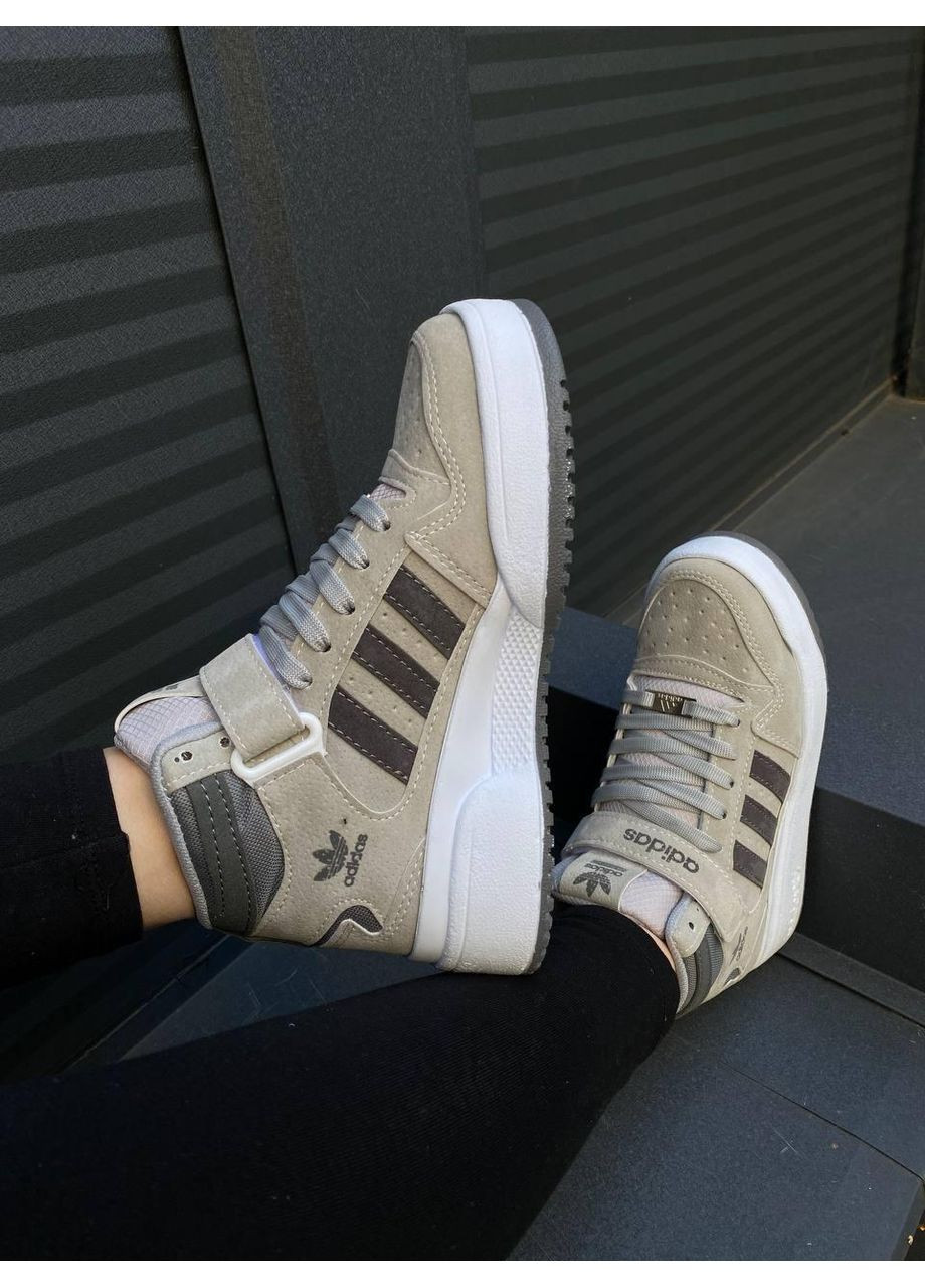 Сірі Осінні кросівки чоловічі adidas forum 84 hight grey white адідас форум 84 No Brand