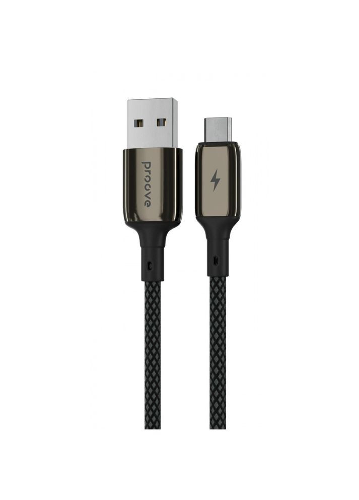 Кабель Dense Metal USB to Micro USB 2.4A (1m) black Proove (333800030)