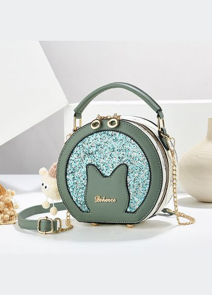 Круглая детская мини сумочка Kirs сумка для девочек с блестками зеленая OEM (316093894)