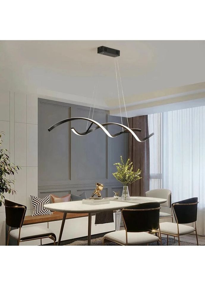 Люстра світлодіодна підвісна LED світильник для квартири на стелю ледве 26968 Чорний 25-100х14х103 см. Sunnysky (335975088)