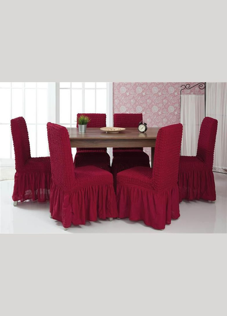 Чехлы натяжные на стулья с оборкой (набор 6-шт) 05-221 Светло-Фиолетовый Venera (268547857)
