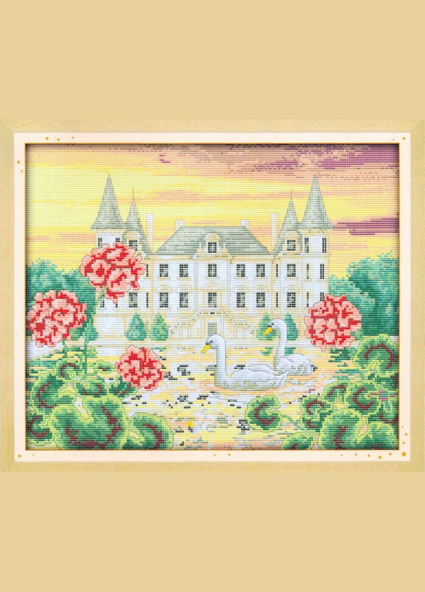 Набор для вышивания по нанесённой на канву схеме "The swan castle" . AIDA 14CT printed, 38*33 см Joy Sunday (313613005)