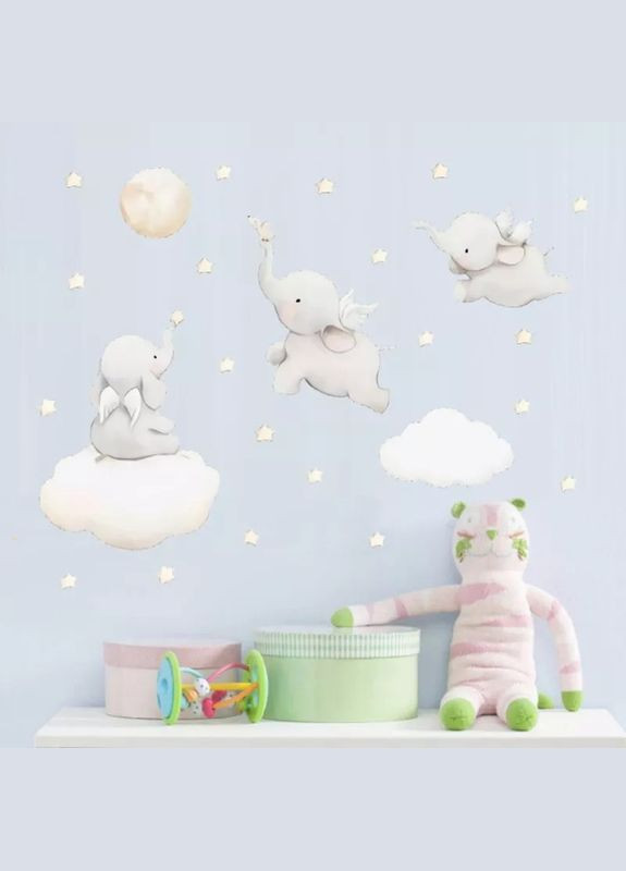 Наклейки в детский сад 3 слоника на тучках! (лист 30 х 60 см) Б232 No Brand (302243004)